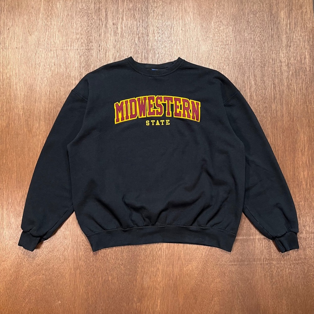 Champion Midwestern State University Sweatshirt XL Black Cozy Crewneck Mustang